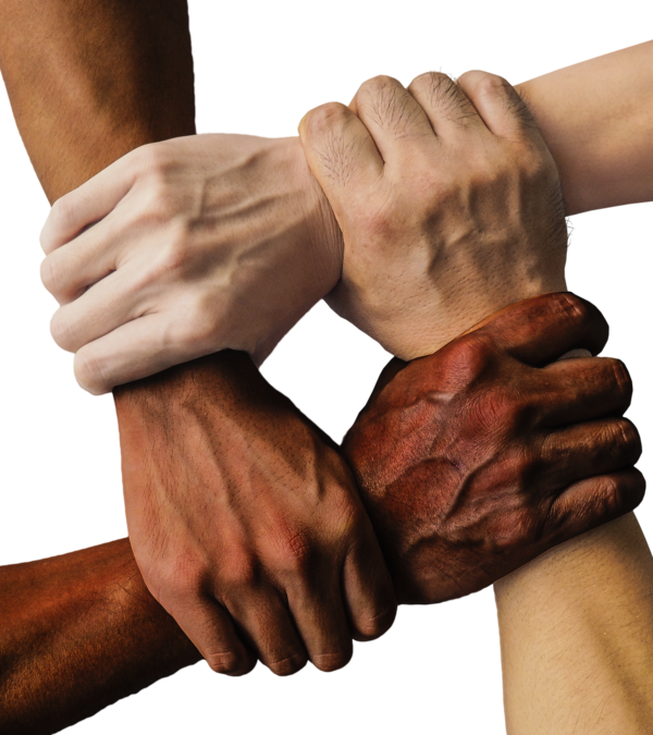 Auf diesem Bild reichen sich mehrere Menschen die Hände
