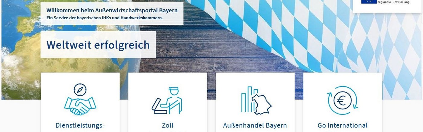 Das Bild zeigt die Starseite des Außenwirtschaftsportals.