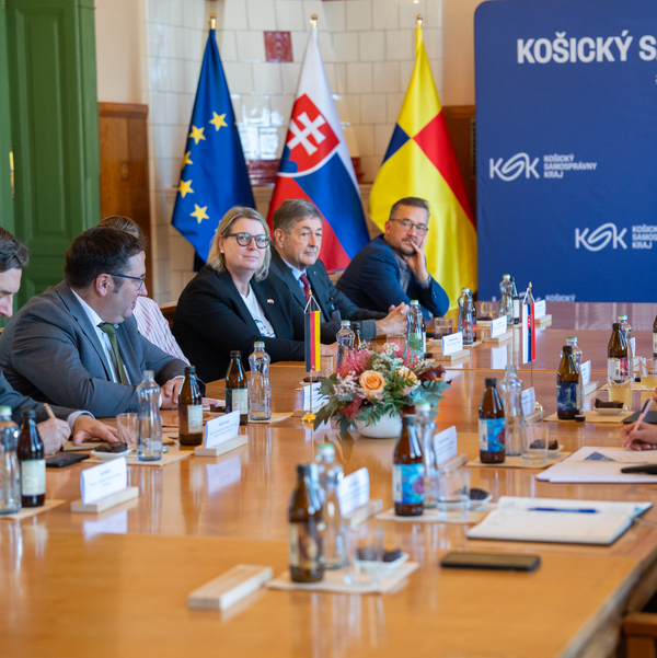 Die Delegationsreisenden der Slowakei an einem Kind. 