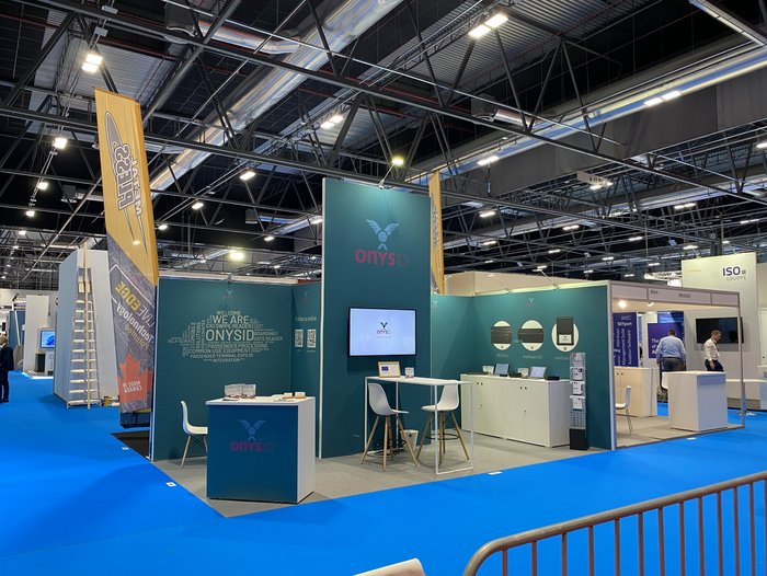 Stand auf der Messe „Passenger Terminal Expo 2025“ in Madrid (internationale Fachmesse für den Flughafenbereich). Der Messeauftritt und damit verbundene Einstieg in das Zielland Spanien, wurde eben von Go International gefördert
